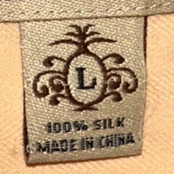 Montego‎ Mon Silk Button Down Peach Short Sleeve Shirt Size Large - Picture 5 of 5